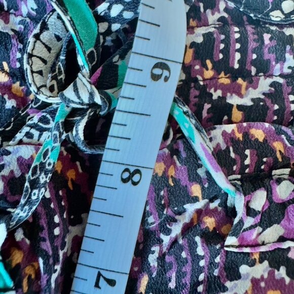100% Silk Purple Patterned Cropped Pants - Picture 12 of 12
